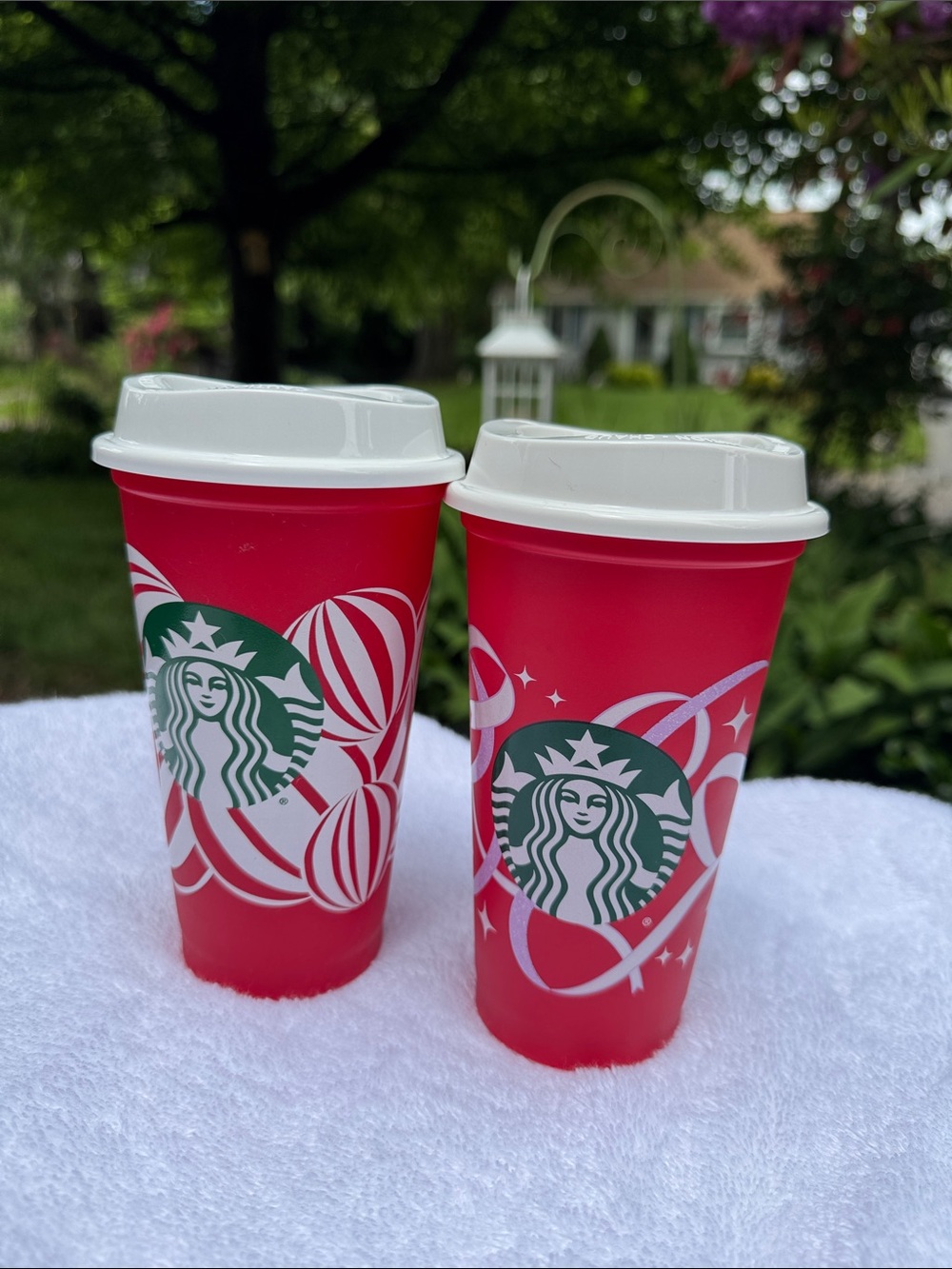 Starbucks Red and White Holiday Reusable Cup Duo